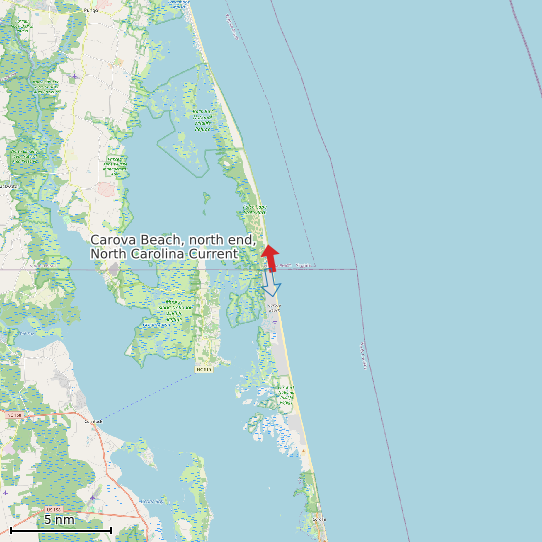 Map of Carova Beach, north end, North Carolina Current Prediction Station