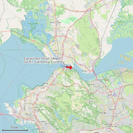 Map of Carquinez Strait (depth 12 ft), California Current Prediction Station