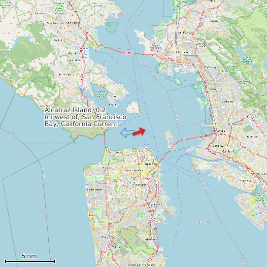 Map of Alcatraz Island, 0.2 mi west of, San Francisco Bay, California Current Prediction Station