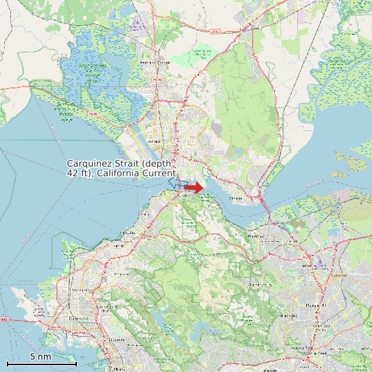 Map of Carquinez Strait (depth 42 ft), California Current Prediction Station