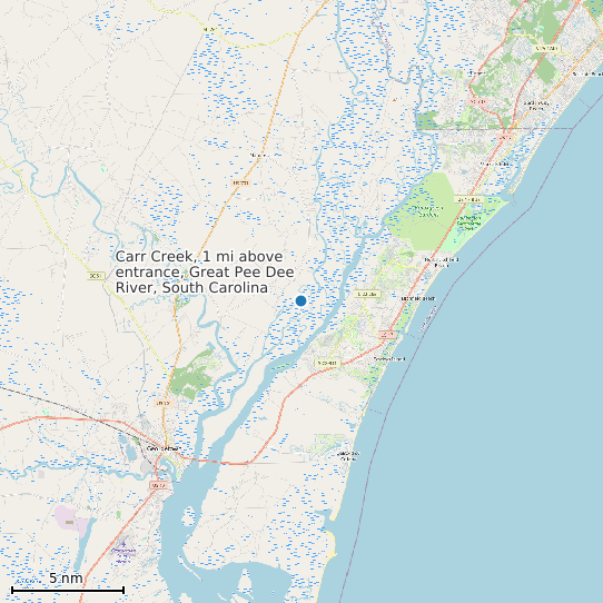 Map of Carr Creek, 1 mi above entrance, Great Pee Dee River, South Carolina Tide Prediction Station