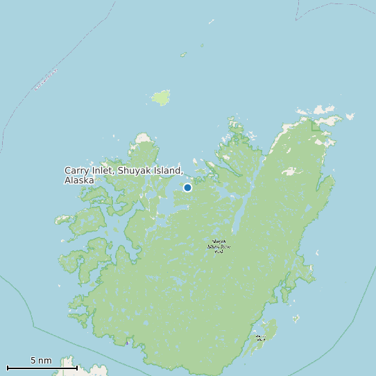 Map of Carry Inlet, Shuyak Island, Alaska Tide Prediction Station