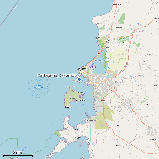 Map of Cartagena, Colombia Tide Prediction Station