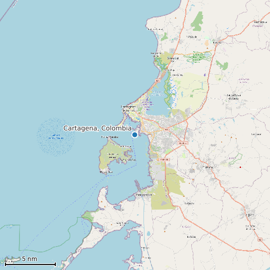 Map of Cartagena, Colombia Tide Prediction Station