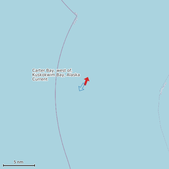 Map of Carter Bay, west of, Kuskokwim Bay, Alaska Current Prediction Station