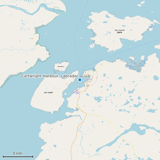 Map of Cartwright Harbour, Labrador Tide Prediction Station