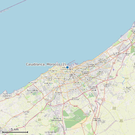 Map of Casablanca, Morocco (2) Tide Prediction Station
