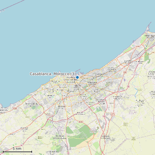 Map of Casablanca, Morocco (3) Tide Prediction Station
