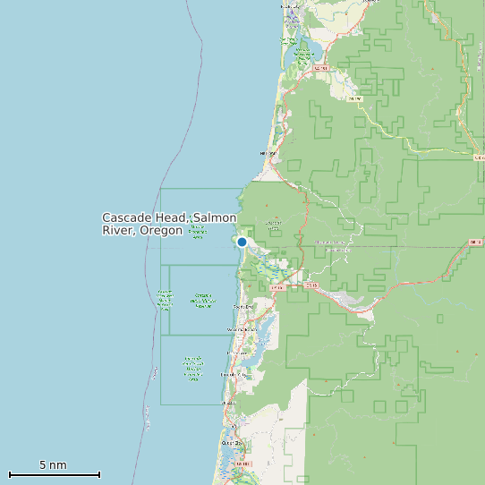 Map of Cascade Head, Salmon River, Oregon Tide Prediction Station
