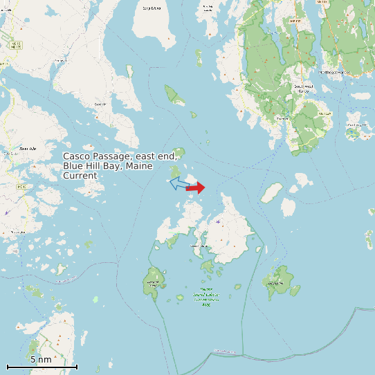 Map of Casco Passage, east end, Blue Hill Bay, Maine Current Prediction Station
