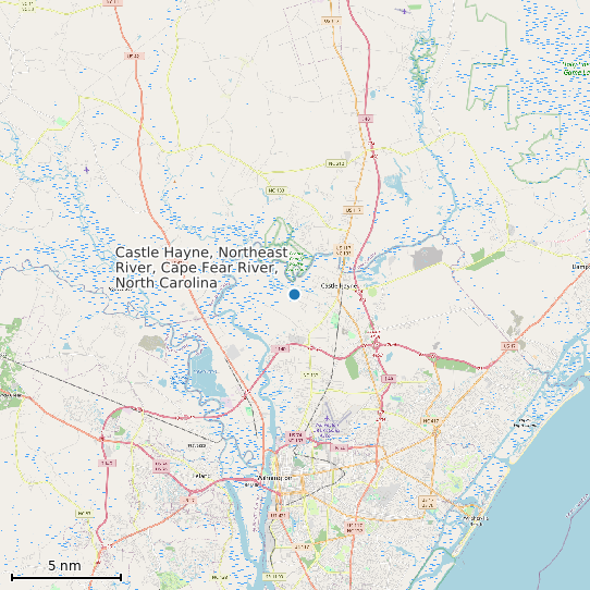 Map of Castle Hayne, Northeast River, Cape Fear River, North Carolina Tide Prediction Station