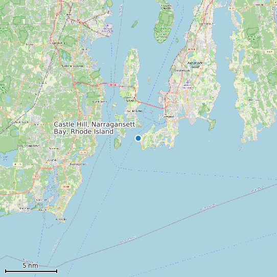 Map of Castle Hill, Narragansett Bay, Rhode Island Tide Prediction Station