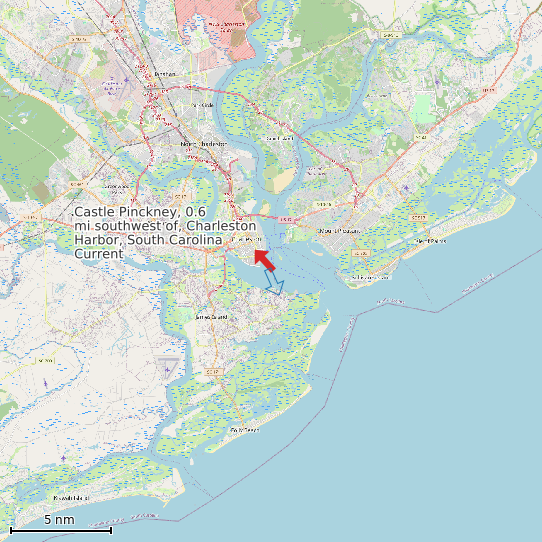 Map of Castle Pinckney, 0.6 mi southwest of, Charleston Harbor, South Carolina Current Prediction Station