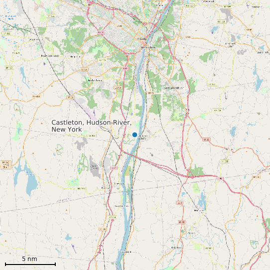 Map of Castleton, Hudson River, New York Tide Prediction Station