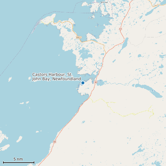 Map of Castors Harbour, St. John Bay, Newfoundland Tide Prediction Station