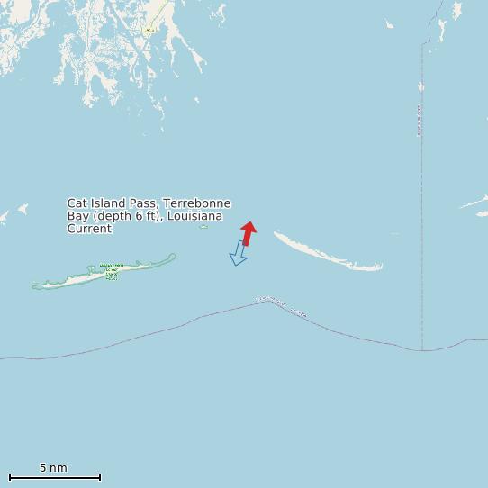 Map of Cat Island Pass, Terrebonne Bay (depth 6 ft), Louisiana Current Prediction Station
