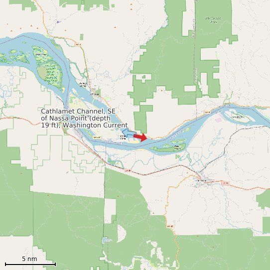 Map of Cathlamet Channel, SE of Nassa Point (depth 19 ft), Washington Current Prediction Station