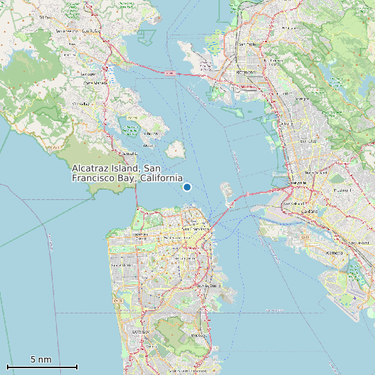 Map of Alcatraz Island, San Francisco Bay, California Tide Prediction Station