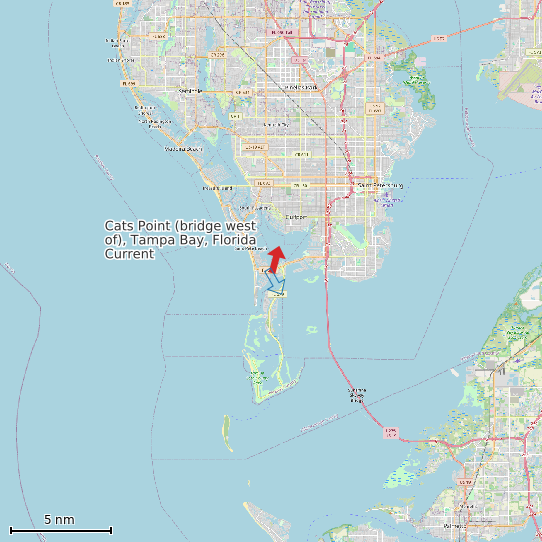 Map of Cats Point (bridge west of), Tampa Bay, Florida Current Prediction Station