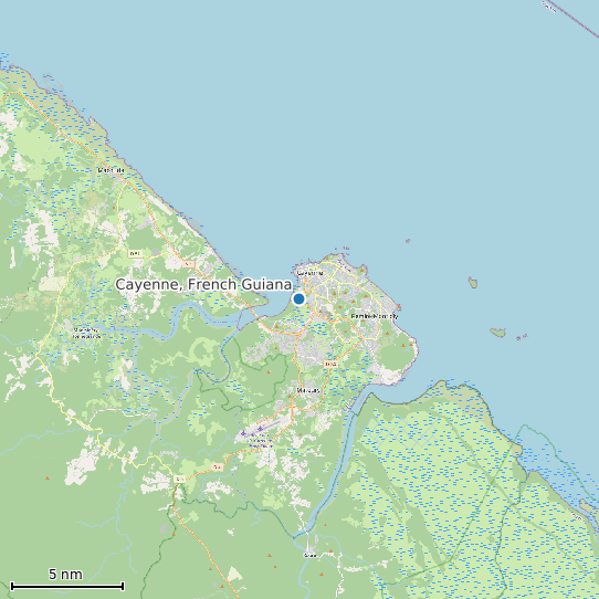 Map of Cayenne, French Guiana Tide Prediction Station