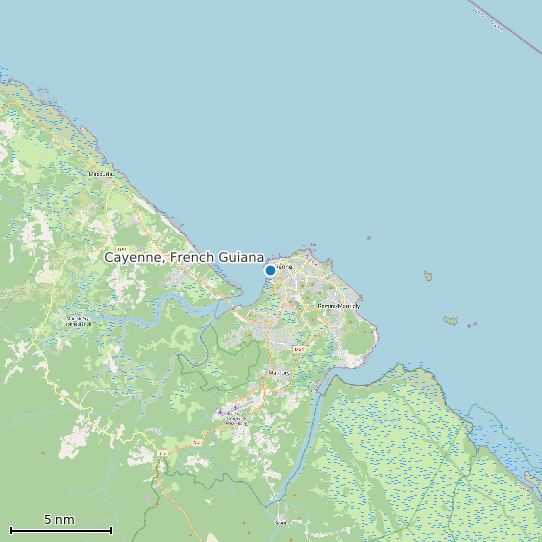 Map of Cayenne, French Guiana Tide Prediction Station