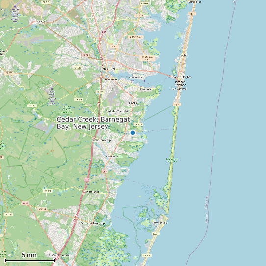 Map of Cedar Creek, Barnegat Bay, New Jersey Tide Prediction Station