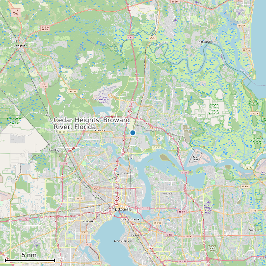 Map of Cedar Heights, Broward River, Florida Tide Prediction Station