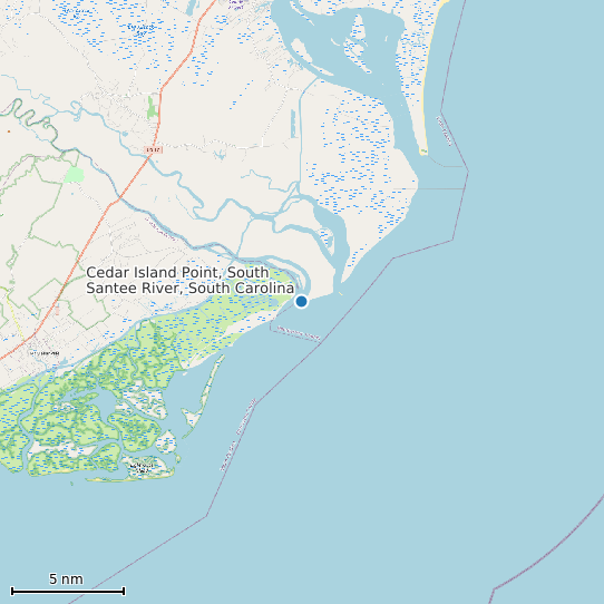 Map of Cedar Island Point, South Santee River, South Carolina Tide Prediction Station