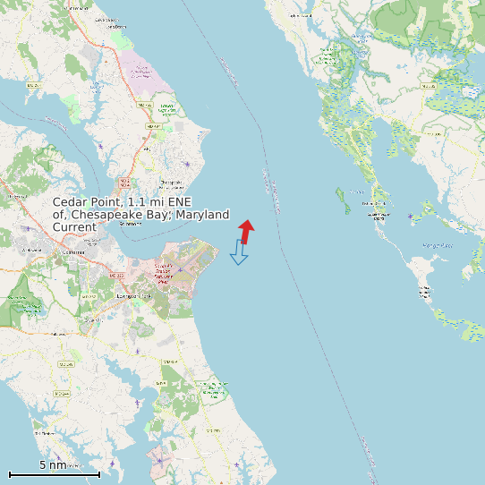 Map of Cedar Point, 1.1 mi ENE of, Chesapeake Bay, Maryland Current Prediction Station