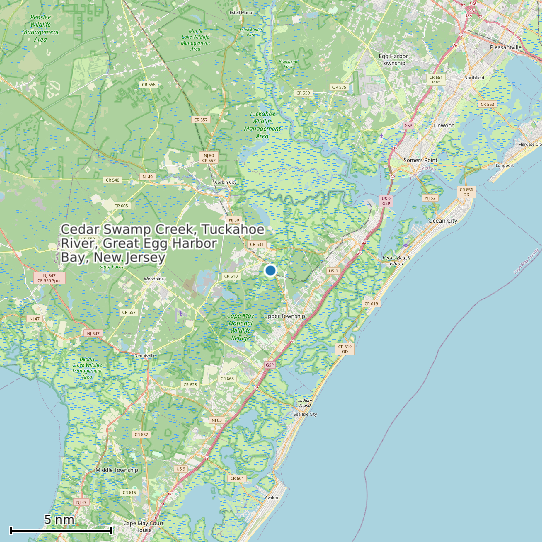Map of Cedar Swamp Creek, Tuckahoe River, Great Egg Harbor Bay, New Jersey Tide Prediction Station