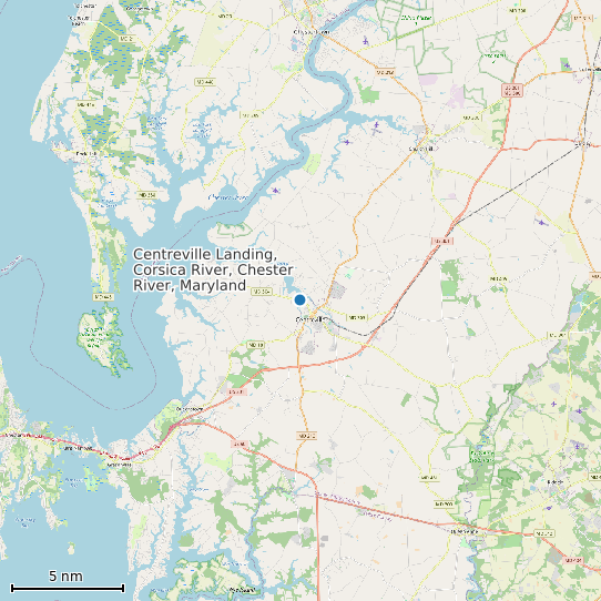 Map of Centreville Landing, Corsica River, Chester River, Maryland Tide Prediction Station