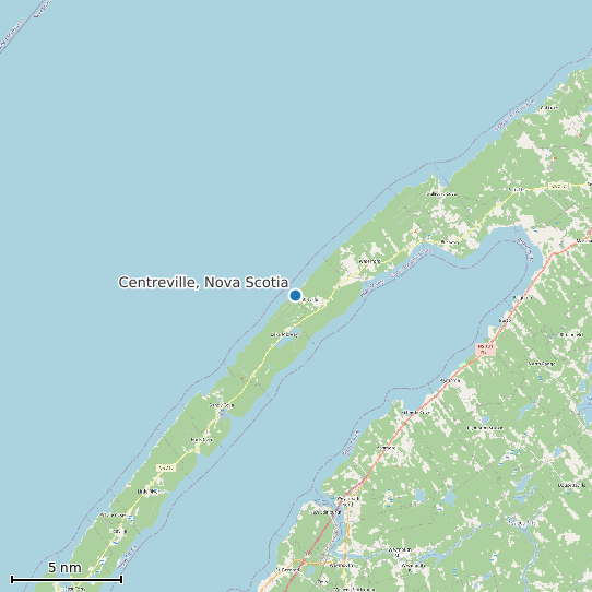 Map of Centreville, Nova Scotia Tide Prediction Station