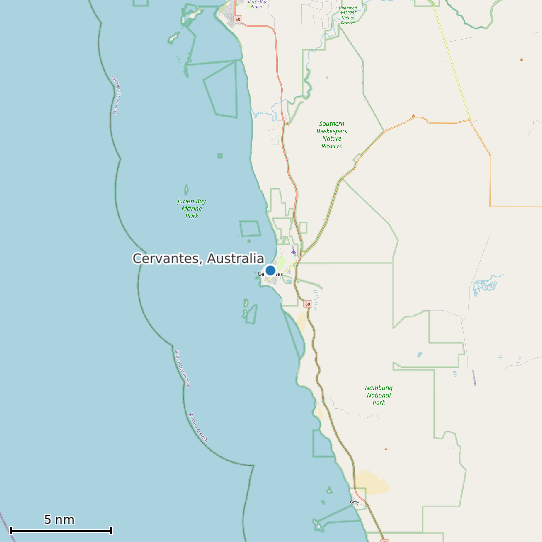 Map of Cervantes, Australia Tide Prediction Station