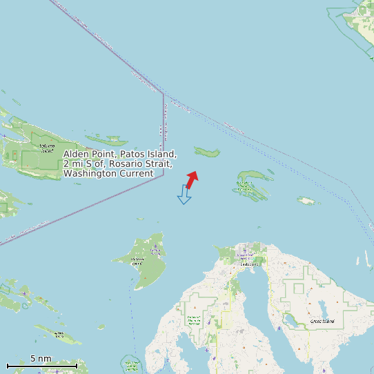 Map of Alden Point, Patos Island, 2 mi S of, Rosario Strait, Washington Current Prediction Station