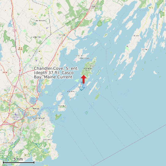 Map of Chandler Cove, S. ent. (depth 37 ft), Casco Bay, Maine Current Prediction Station