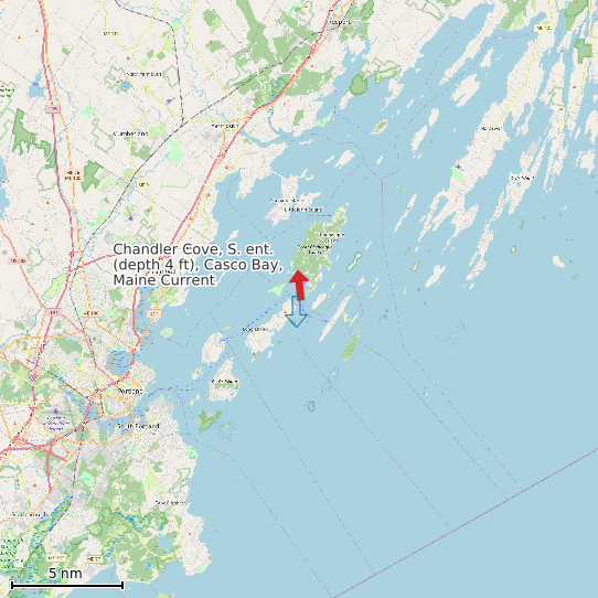 Map of Chandler Cove, S. ent. (depth 4 ft), Casco Bay, Maine Current Prediction Station