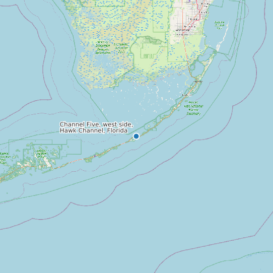 Map of Channel Five, west side, Hawk Channel, Florida Tide Prediction Station