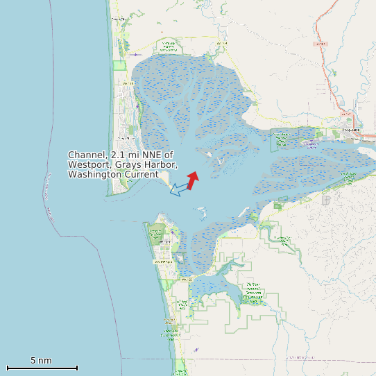 Map of Channel, 2.1 mi NNE of Westport, Grays Harbor, Washington Current Prediction Station