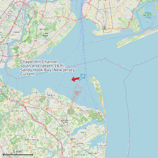 Map of Chapel Hill Channel, south end (depth 18 ft), Sandy Hook Bay, New Jersey Current Prediction Station