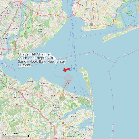 Map of Chapel Hill Channel, south end (depth 7 ft), Sandy Hook Bay, New Jersey Current Prediction Station