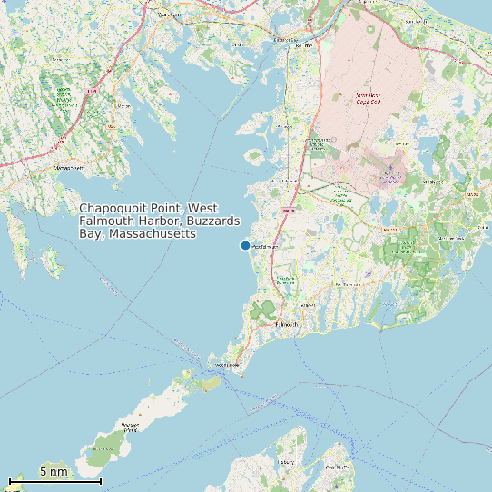 Map of Chapoquoit Point, West Falmouth Harbor, Buzzards Bay, Massachusetts Tide Prediction Station