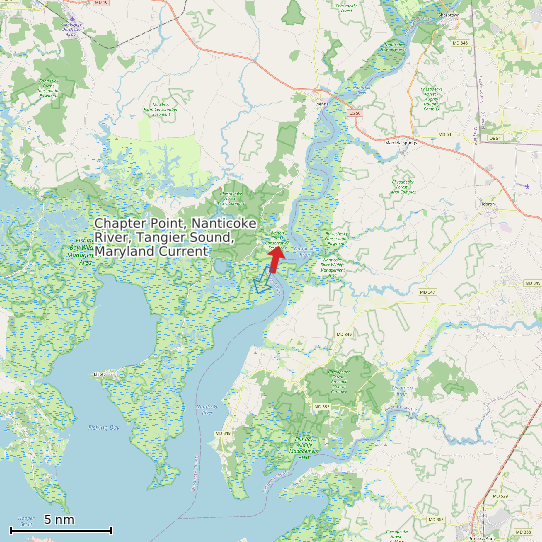 Map of Chapter Point, Nanticoke River, Tangier Sound, Maryland Current Prediction Station