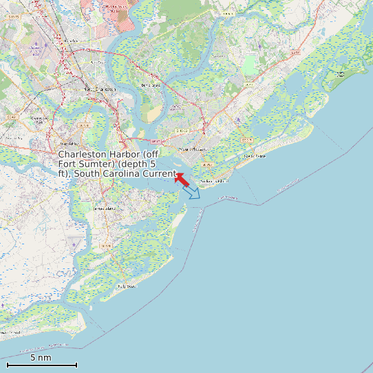 Map of Charleston Harbor (off Fort Sumter) (depth 5 ft), South Carolina Current Prediction Station
