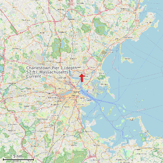 Map of Charlestown Pier 1 (depth 57 ft), Massachusetts Current Prediction Station