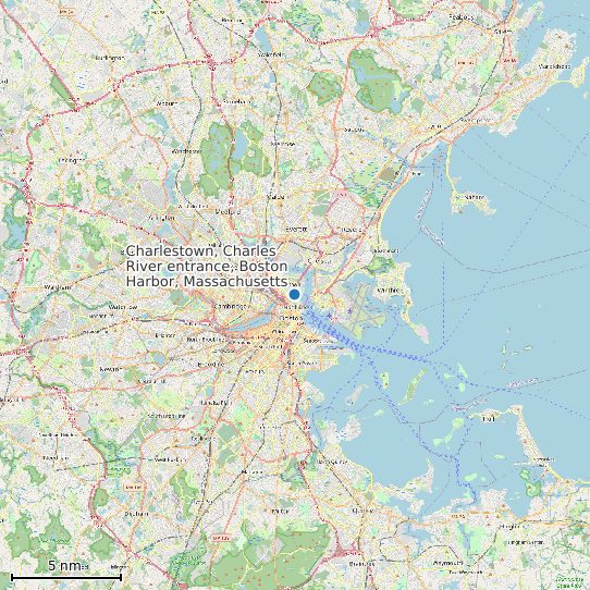 Map of Charlestown, Charles River entrance, Boston Harbor, Massachusetts Tide Prediction Station