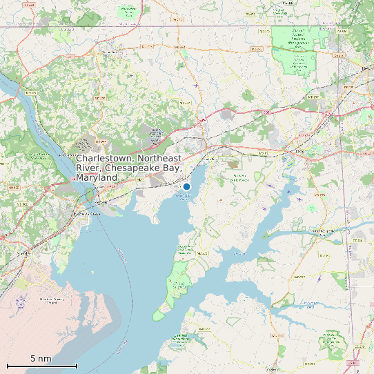 Map of Charlestown, Northeast River, Chesapeake Bay, Maryland Tide Prediction Station
