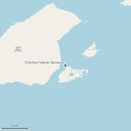 Map of Charlton Island, Nunavut Tide Prediction Station