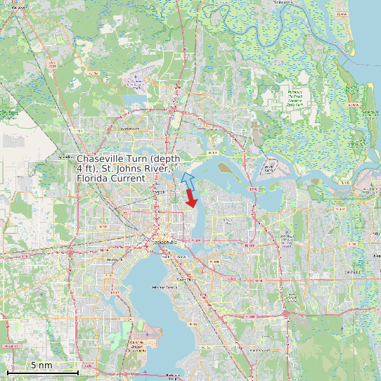 Map of Chaseville Turn (depth 4 ft), St. Johns River, Florida Current Prediction Station