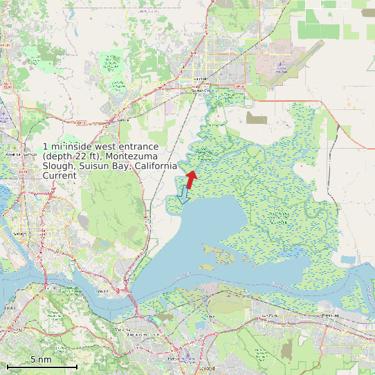 Map of 1 mi inside west entrance (depth 22 ft), Montezuma Slough, Suisun Bay, California Current Prediction Station