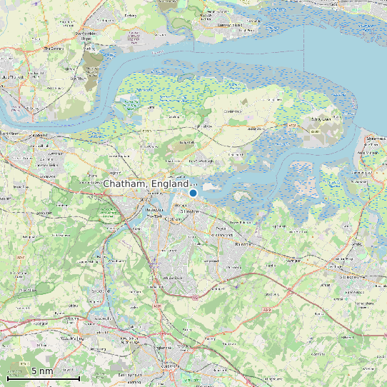 Map of Chatham, England Tide Prediction Station